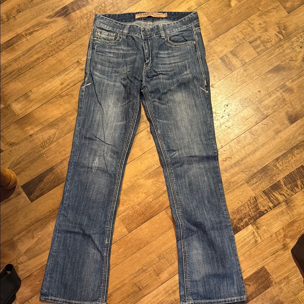 Rock & Roll Cowboy Bootcut Jeans with Vintage-Inspired Fading
